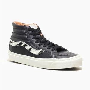 RARE Vans OG Sk8 Hi LX Premium Leather Pony Hair Zebra Black NEW Size 9